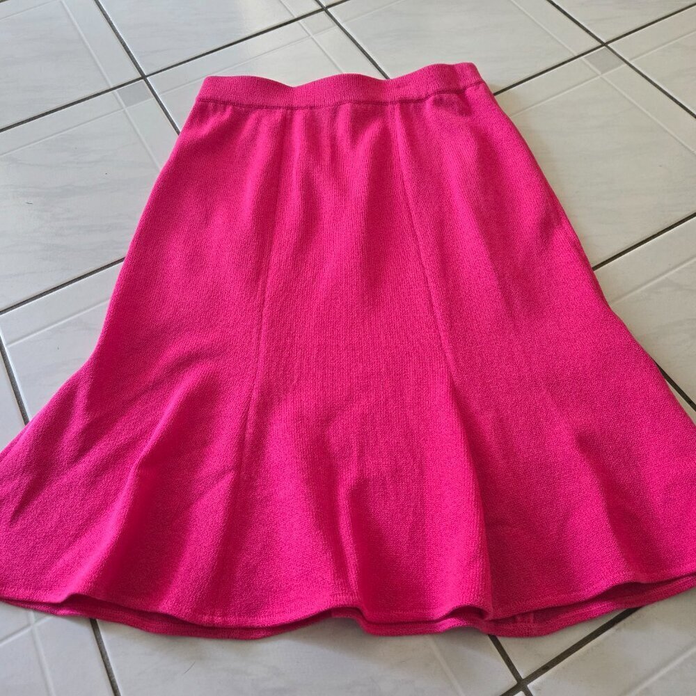 St John Collection Santana Knit Flared Skirt Pink 4 - Picture 3 of 3